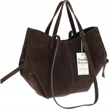 Kabelka Italská dámská kabelka Vera Pelle kožená semišová shopper MB09 čokoládová