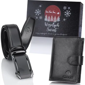 Peněženka Vánoční sada: kožený pásek 115 cm + peněženka z pravé kůže – GRACIO