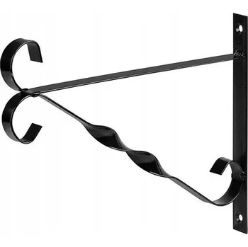 Věšák DRŽÁK / VĚŠÁK NA KVĚTINÁČ ZÁVĚSNÝ 25X30 CM NA ZEĎ ČERNÝ KOVOVÝ