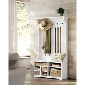 Věšák VASAGLE Předsíňová stěna s lavicí 100 x 180 x 35 cm bílá