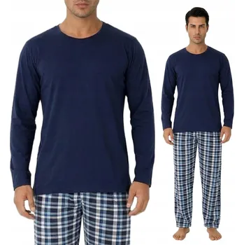 Pánské pyžamo Pánské pyžamo tmavě modré 100% BAVLNA kostkované kalhoty *L