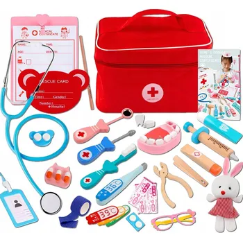 Dřevěná hračka Lékařská sada pro děti, hra na doktora, malý lékař, dřevěná XXL