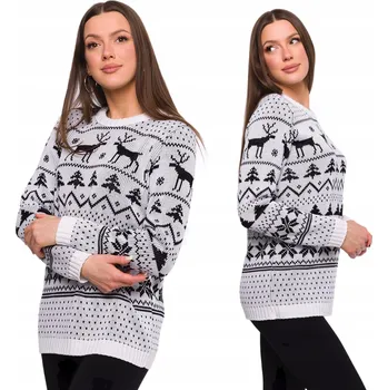 Dámský svetr MOE dámský svetr bílý klasický k bokům univerzální velikost