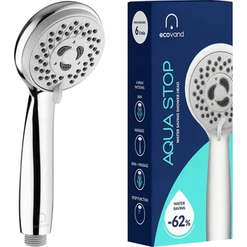 Sprchová hlavice Sprchová Hlavice EcoVand Aqua Stop stříbrná 4-funkční 6 l/min
