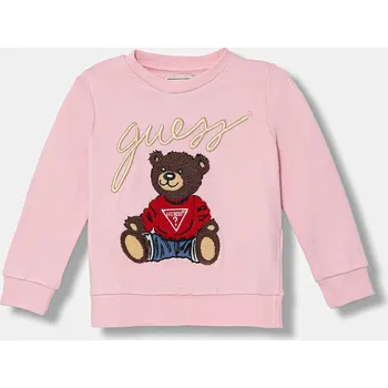 Chlapecká mikina Dětská bavlněná mikina Guess H5RT01.KAD74.PPY2.G růžová 30X, vel. 118-122