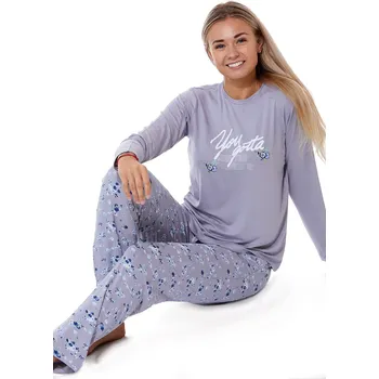 Dámské pyžamo Šedé i modře květované dámské luxusní jemnné pyžamo Sasanka 1B1848 šedá xxl
