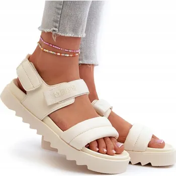 Dámské sandále Dámské sandály Big Star béžové na suchý zip, platforma, velikost 39