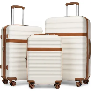 Kono 2484 Sada kufrů 3ks spinner 55/65/75cm Krémový ABS/Polykarbonát