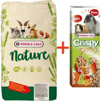 Krmivo pro hlodavce VERSELE-LAGA Cavia Nature 9kg + VERSELE LAGA Crispy Sticks Rabbits-Guinea Pigs Fruit 110 g – 2 ovocné tyčinky pro králíky a morčata ZDARMA