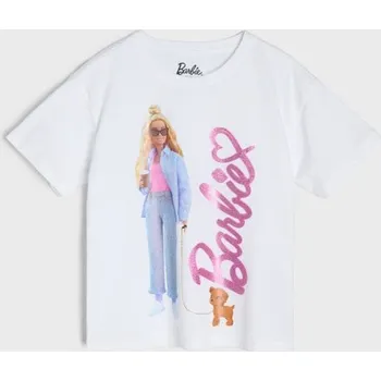 Dětská móda Sinsay - Bavlněná košilka s potiskem Barbie - bílá - 374HS-00X - 374HS-00X-134