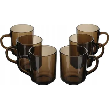 Obraz Skleněné hrnky na kávu a čaj 6 ks kouřové tmavě hnědé