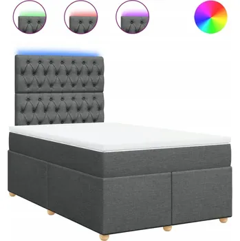 Postel Kontinentální postel s LED, tmavě šedá, 200 x 120 x 140,5/150,5 cm