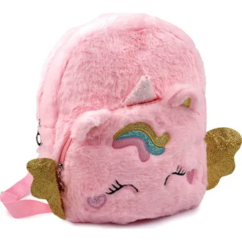 Dětský batoh Dětský batoh jednorožec plyšový 28x32 cm, střední, 5 růžová sv.