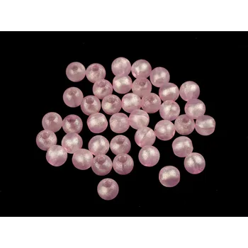 Dětské navlékací korálky Plastové korálky perleťový AB frost efekt Ø8 mm, velké, 2 růžová sv. AB