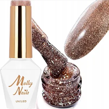 Přípravek na nehty Molly Nails Hybridní lak Flashing Lights 8 g - Č. 564 Hořká Hnědá