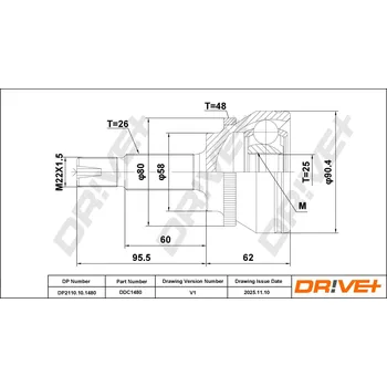 Hřídel nápravy Sada kloubu hnacího hřídele DRIVE+ DP2110.10.1480