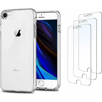 Pouzdro na mobilní telefon Pouzdro kryt pro iPhone 7/8/SE 2020 + 3x sklo průhledný zadní kryt