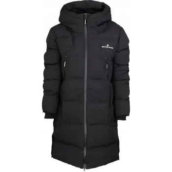 Dámský kabát Bergson dámský černý péřový kabát s kapucí SNOW LEOPARD, velikost M