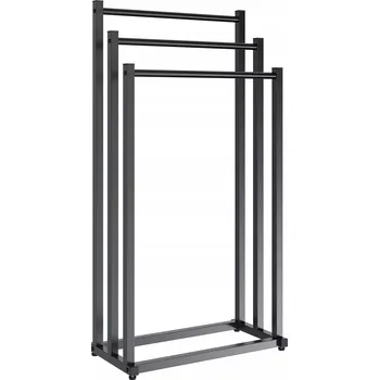 Držák na ručník Stojan na ručníky Anoka černý, volně stojící, kompaktní, nastavitelné nožičky