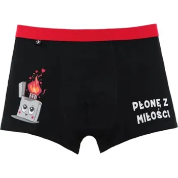 Boxerky 1 pár černých pánských bavlněných boxerek na Valentýna s nápisy MORAJ , velikost XXL