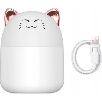 Stojací lampa NOČNÍ LAMPA a ZVLHČOVAČ Vzduchu KOČKA 2v1 BÍLÁ bílá