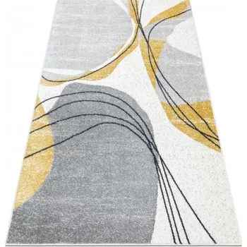 Koberec Makro Abra Kusový koberec FUSION 5868 Moderní Abstraktní bílý žlutý Rozměr: 80x150 cm