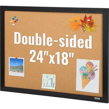 Vevor Korková tabule 24×18 inches, oboustranná, MDF rám, 10 připínáčků