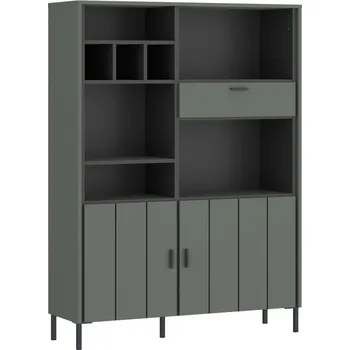 regál Knihovna Shirley - Meble Wojcik Šedozelená/ Antracit 112.1x156 cm