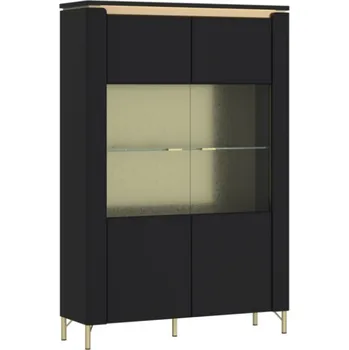 Knihovna Vitrína Norica - Meble Wojcik Černá / Zlatá 110.4x169.2 cm