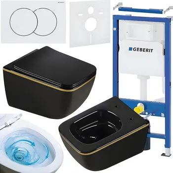 Klozet BPS-koupelny Podomítkový modul Geberit DuoFix s WC mísou YU-BL-GL-TR-03 + ovládací tlačítko Delta 01 bílá