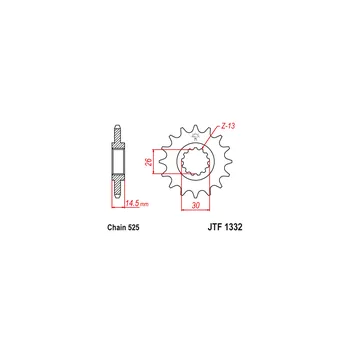 Řetězová sada pro motocykl Řetězové kolečko JT JTF 1332-15 15 zubů, 525