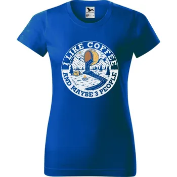 Dámské tričko DOBRÝ TRIKO Dámské tričko s potiskem I like coffee Barva: Královsky modrá, Velikost: 3XL