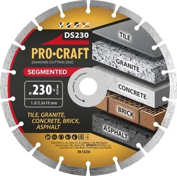 Řezný kotouč Kotouč řezný diamantový 230mm PROCRAFT DS230 Segmented