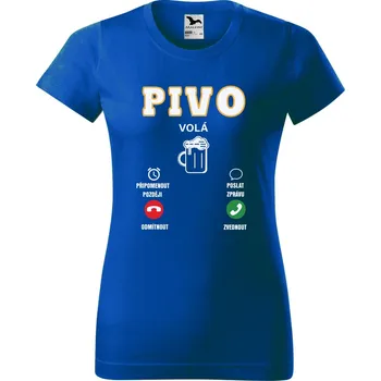 Dámské tričko DOBRÝ TRIKO Dámské tričko s potiskem Pivo volá Barva: Královsky modrá, Velikost: 3XL