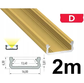 LED osvětlení LED profil 2M ZLATÝ hliníkový GOLD typ D NÍZKÝ 6mm pro LED pásky