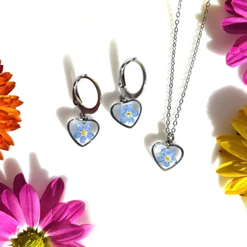 Náušnice Šperk z pravých květin - Sada Něžná láska