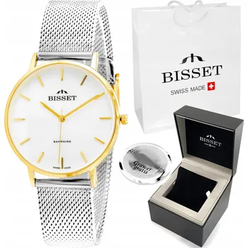 Hodinky Švýcarské dámské hodinky Bisset ARITTE SAFÍR grafitovo-zlaté S GRAVÍROVÁNÍM