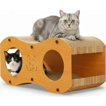 Škrabadlo domeček pro kočky dvoupatrové 2v1 pelíšek a zábava (F105)