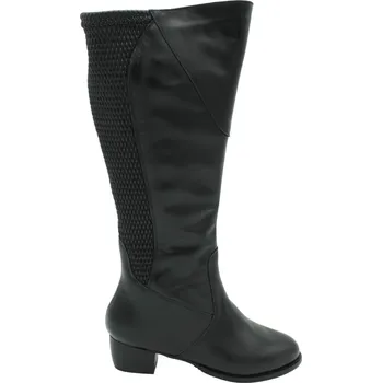 Dámské kozačky Kozačky na široké lýtko De Plus na podpatku kožené 9647-H-4006 černé - 45