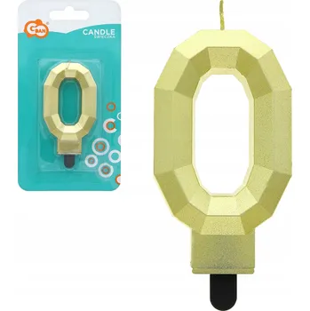 Dortová svíčka ZLATÁ SVÍČKA ČÍSLICE 0 diamantová metalická 7.6 cm GODAN SVÍČKA na dort