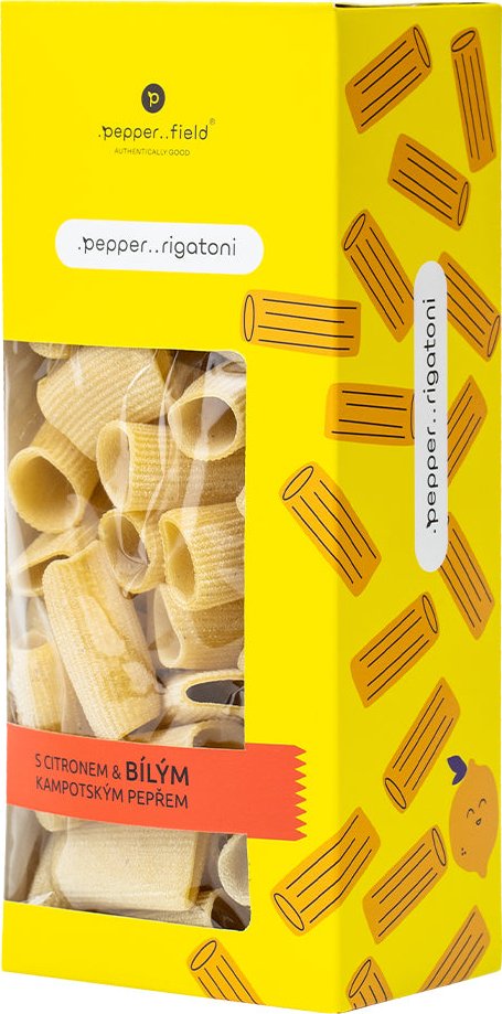 Těstoviny .pepper..rigatoni s citronem a bílým Kampotským pepřem