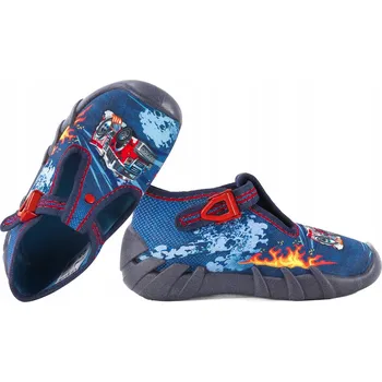 Dívčí bačkory BEFADO 110P511N TEXTILNÍ CHLAPECKÉ DOMÁCÍ PAPUČE PAPUČE 24 Tmavě modrá