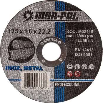 Řezný kotouč Řezný kotouč 125×1,6×22,2 mm, na kov - MAR-POL