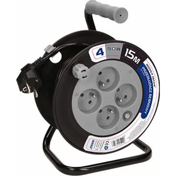 Prodlužovací kabel Orno MINI naviják prodlužovací kabel 4 x 230V / PVC 3 x 1mm šedý 15m (OR-AE-1339/G)