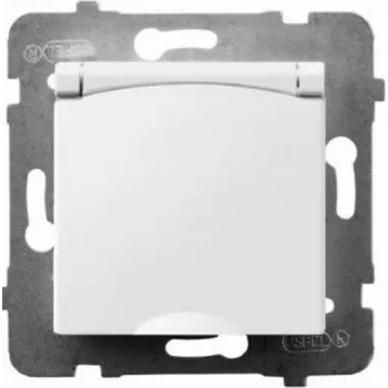 Elektrická zásuvka Ospel Hermetická zásuvka Ospel Aria GPH-1UZ/m/00/W jednoduchá s uzemněním IP44, bílý kryt, bílá