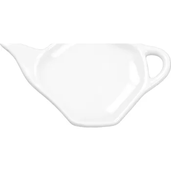 Talíř PODŠÁLEK NA SÁČKY ČAJE 12CM PORCELÁNOVÝ BÍLÝ VE TVARU KONVIČKY