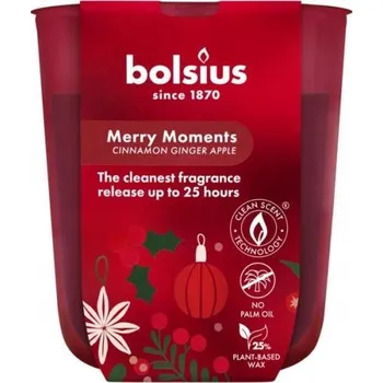 Svíčka Bolsius vánoční vonná svíčka Merry Moments Jablko Skořice 80x73 mm