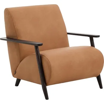 Obývací pokoj Kave Home Hnědé kožené křeslo Meghan