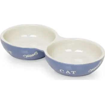 Miska pro psa Nobby Cat keramická dvojmiska 22 cm modrá