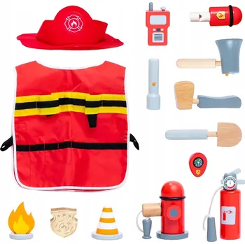 Karnevalový kostým KOSTÝM HASIČE + PŘÍSLUŠENSTVÍ SADA PRO DĚTI KOSTÝM HASIČ NÁPAD DÁREK